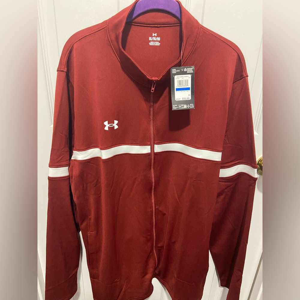 Under Armour Men's Maroon and White Performance Jacket